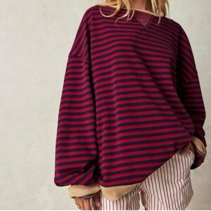 Free People Classic Striped Oversized Crewneck